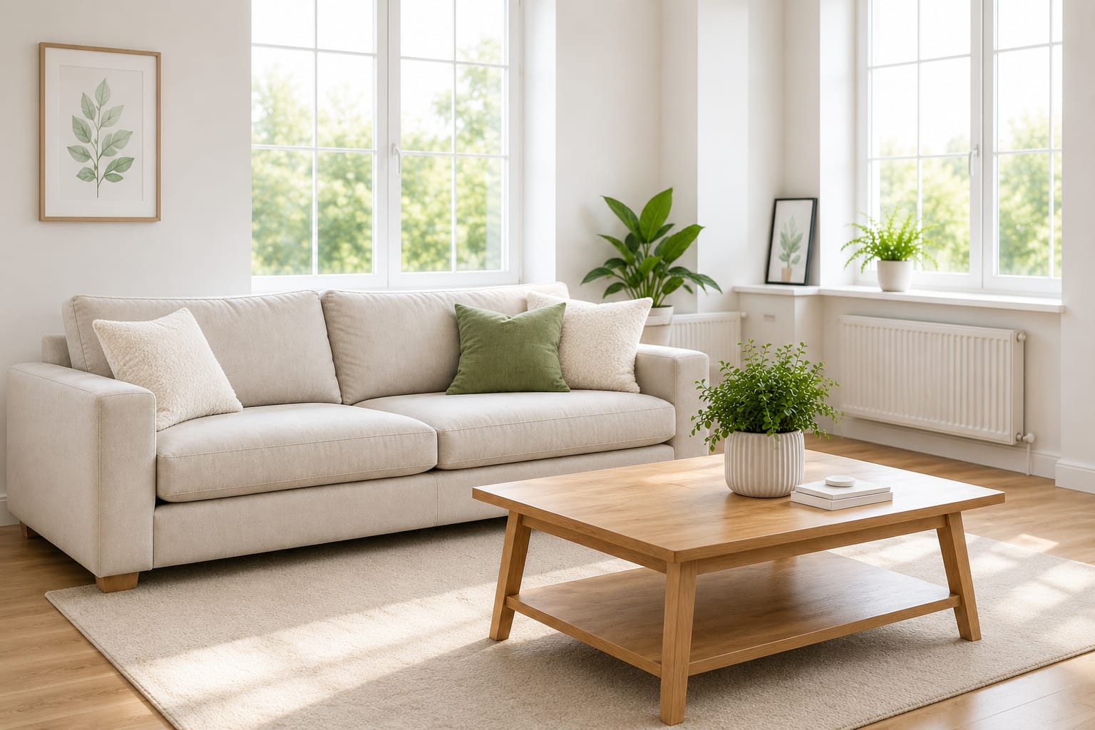 Bright, freshly cleaned living room